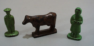 OLD hard plastic Cow and Couple