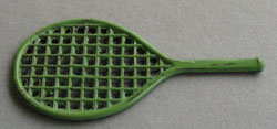 Cracker Jack Tennis Racket Metal Toy.