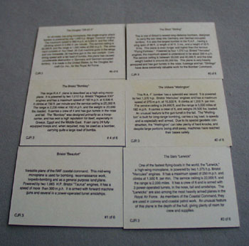 Complete Set of 6 R.A.F Airplane Cards
