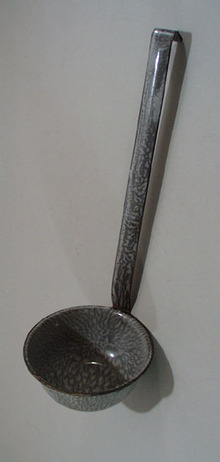 Graniteware Ladle, mottled grey