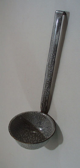 Graniteware Ladle, mottled grey