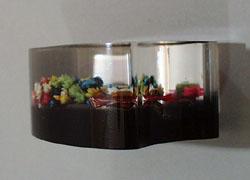 Lucite plastic paperweight,