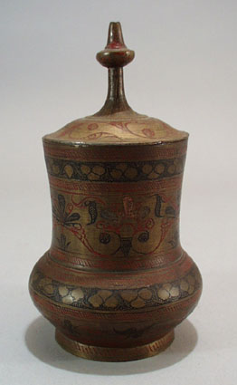 Covered etch and ink Jar from India