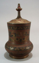 Covered etch and ink Jar from India