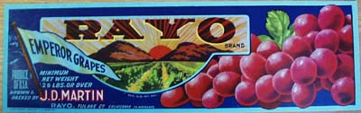 Rayco Grapes Crate Label Red Grapes