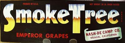 Smoke Tree Emperor Grapes Crate Label