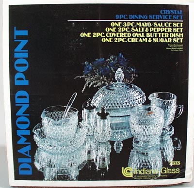 Indiana Glass Diamond point 9 pc set.
