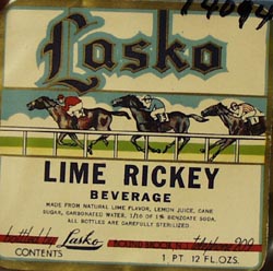 Lasko Lime Rickey Beverage Bottle Label.