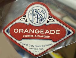 Pioneer Soda Bottle Works Orangeade Bottle Label.