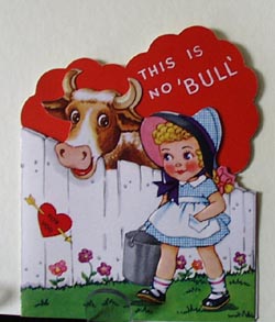 Little Girl with Bucket and Cow Valentine.