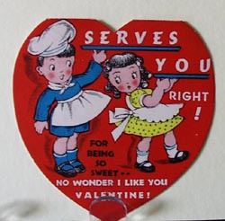 Boy & Girl with Serving Trays Valentine.