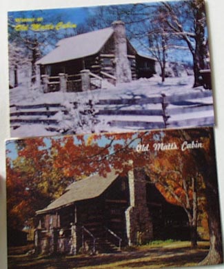 Old Matts Cabin Fall & Winter Branson MO Postcard