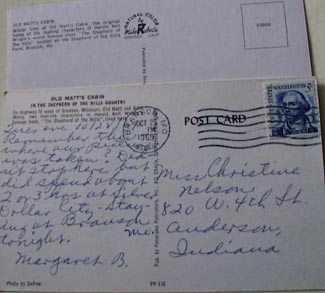 Old Matts Cabin Fall & Winter Branson MO Postcard