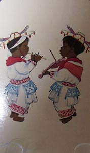 Mexico Post Card Two Children & Music
