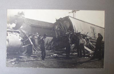 Collection of 9 Pictures of Track & Train Wreck.