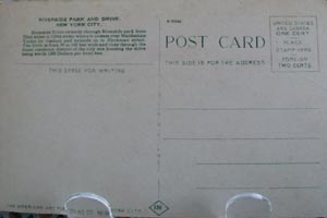 Riverside Park & Drive NYC Postcard