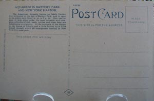 Aquarium in Battery Park NY Postcard