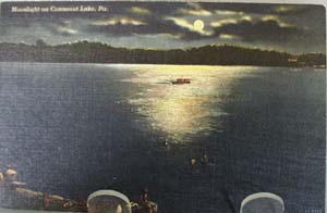 Moonlight on Conneaut Lake Pa Postcard