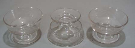 Pr of early etched sherbets with a fern and flower