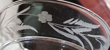Pr of early etched sherbets with a fern and flower