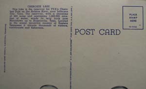 Cherokee Lake E. Tenn Postcard