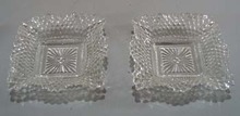 Pair of pressed glass ruffled nut dishes