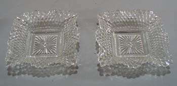 Pair of pressed glass ruffled nut dishes