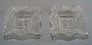Pair of pressed glass ruffled nut dishes