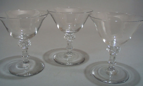 Set of 3 sherbet / champaign glases, with unique cog