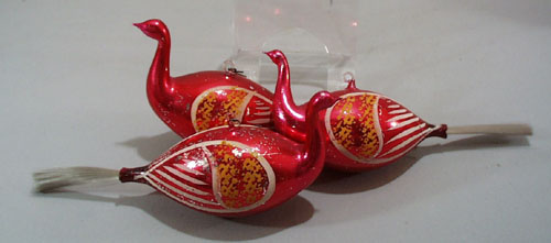 Peafowl mercury ornaments (3)