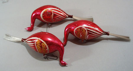 Peafowl mercury ornaments (3)