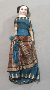 Cival War Era Doll, Bright blue dress with hand embroidery work