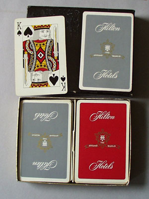 Playing Cards in Case Hilton Hotels.