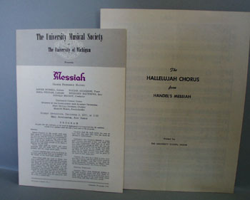 Univ. Michigan Program & Sheet Music Messiah.