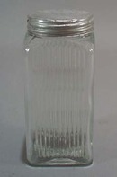 Primitive kitchen refrigerator jar. Clear glass jar