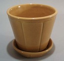 Yelloware mustard colored flower pot