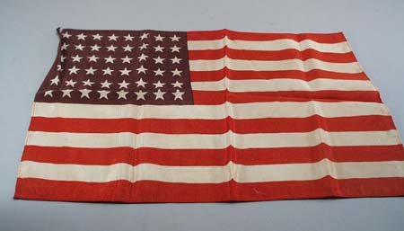 48 star silk flag. Nice little flag with 48 white stars