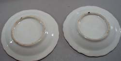Pr Dog nut dishes, wonderful porcelain little plates