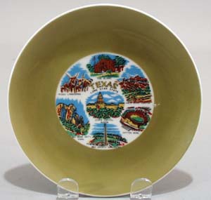 Texas souvineer plate, Green wide borde