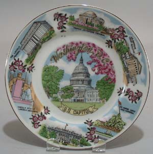 Washington DC Souvineer Plate, featuring the White House,