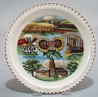 Harkerware Kansas state souvineer plate