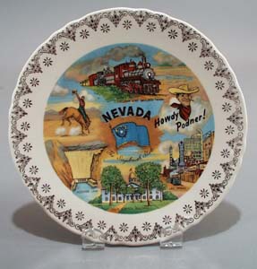 Nevada State Plate with gold trim.