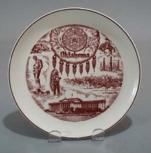 Oklahoma state plate with burnt red/brown color