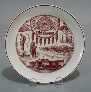 Oklahoma state plate with burnt red/brown color