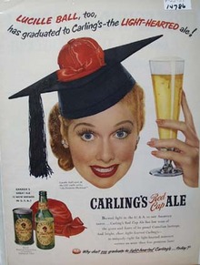 Carlings RED Cap Ale & Lucille Ball Ad 1951
