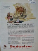 Budweiser Beer Pinch Hitting for Norway Ad 1942