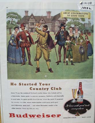 Budweiser Started Your Country Club Ad 1948