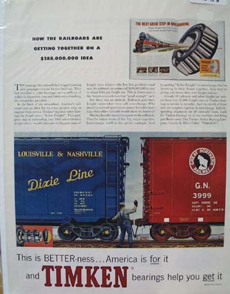 Timken Bearings for Railroads Ad 1958