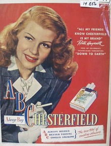 Chesterfield Cigarettes Rita Hayworth Ad 1947