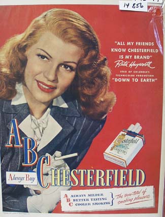 Chesterfield Cigarettes Rita Hayworth Ad 1947